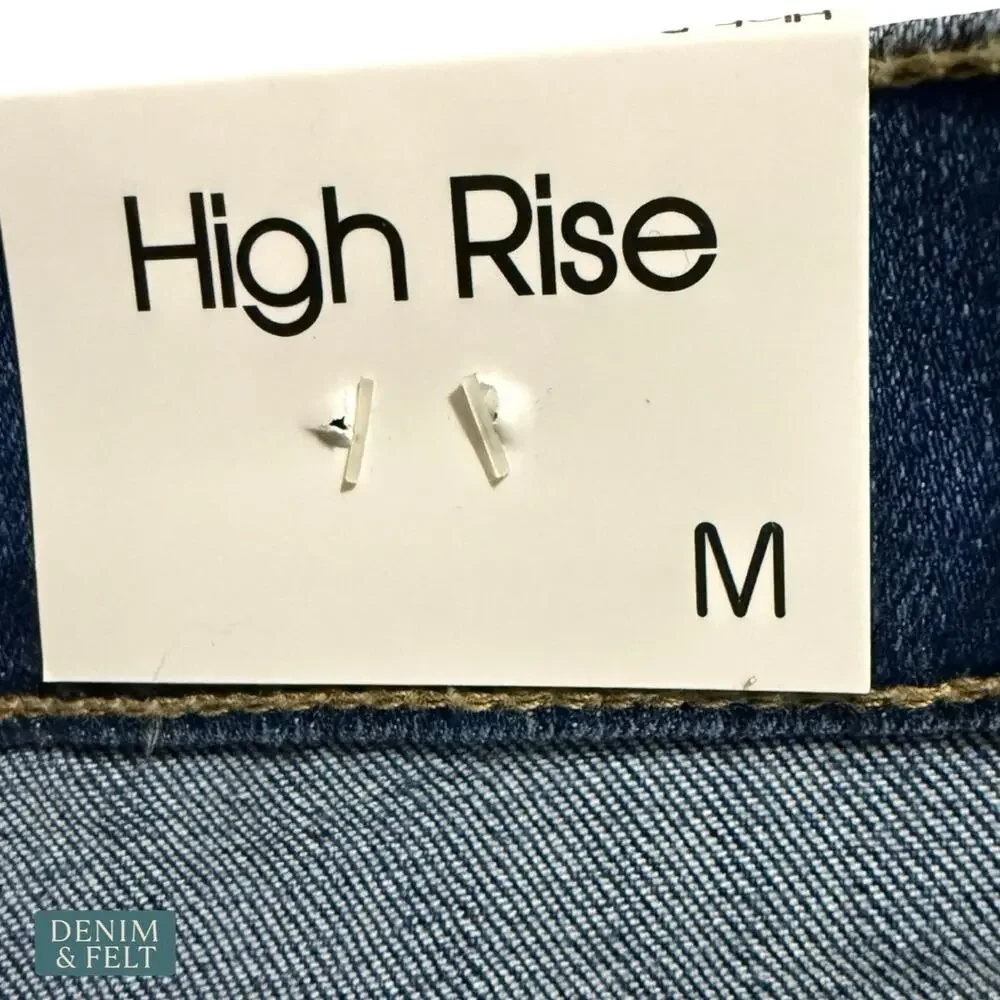 NEW Sneak Peek High Rise Denim Shorts Medium Wash Raw Hem Distressed‎ Summer MED